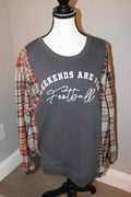 Women's Casual Sweatshirt with Plaid Sleeves and 'Weekends Are For Football' Graphic