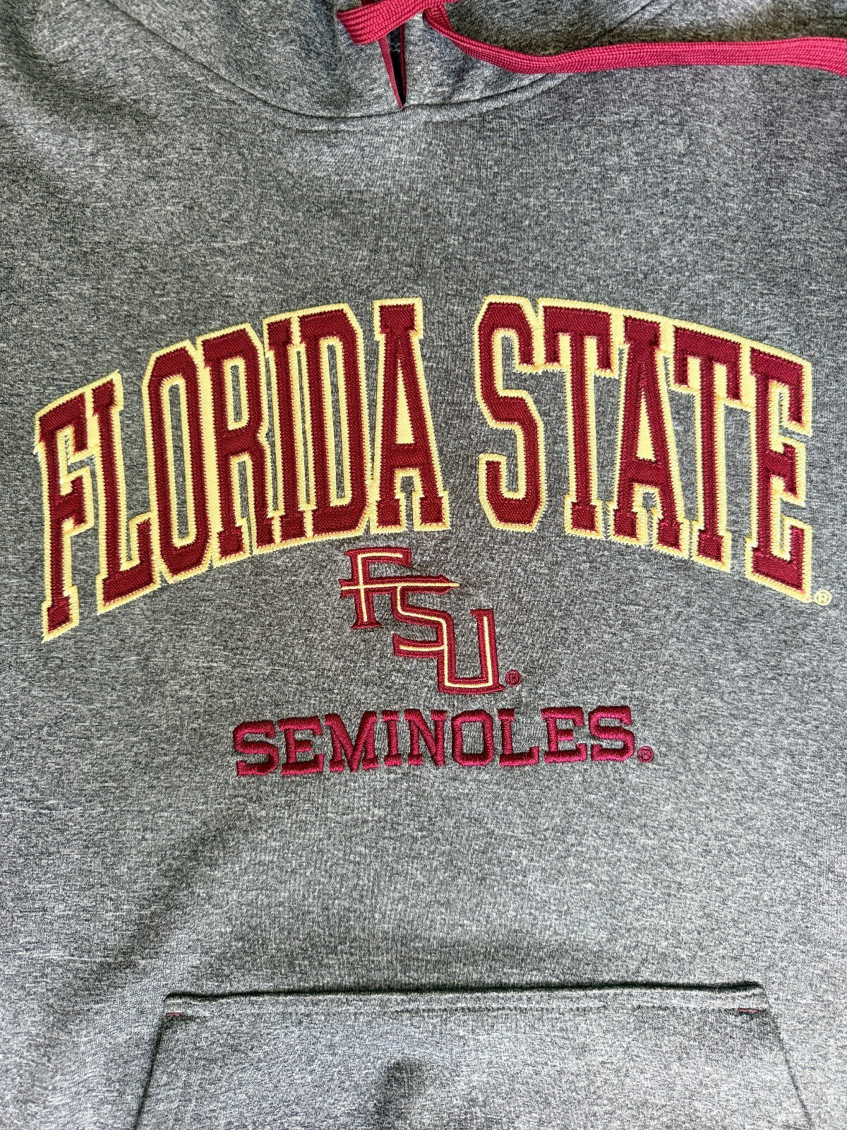 Champion Florida State Seminoles Hoodie with Plaid Sleeves, Size Large/XL