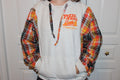 Pizza Fries Graphic Hoodie with Plaid Sleeves - Unique Casual Pullover
