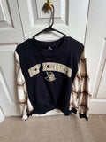 Reworked UCF Knights Black Sweatshirt with Plaid Sleeves, Size Medium