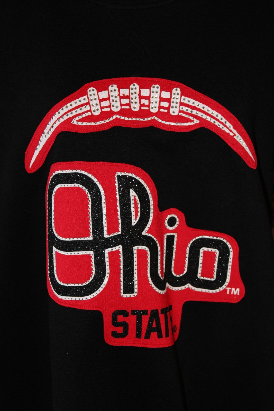 L/XL Ohio State Buckeye Football Sweatshirt with Plaid Sleeves