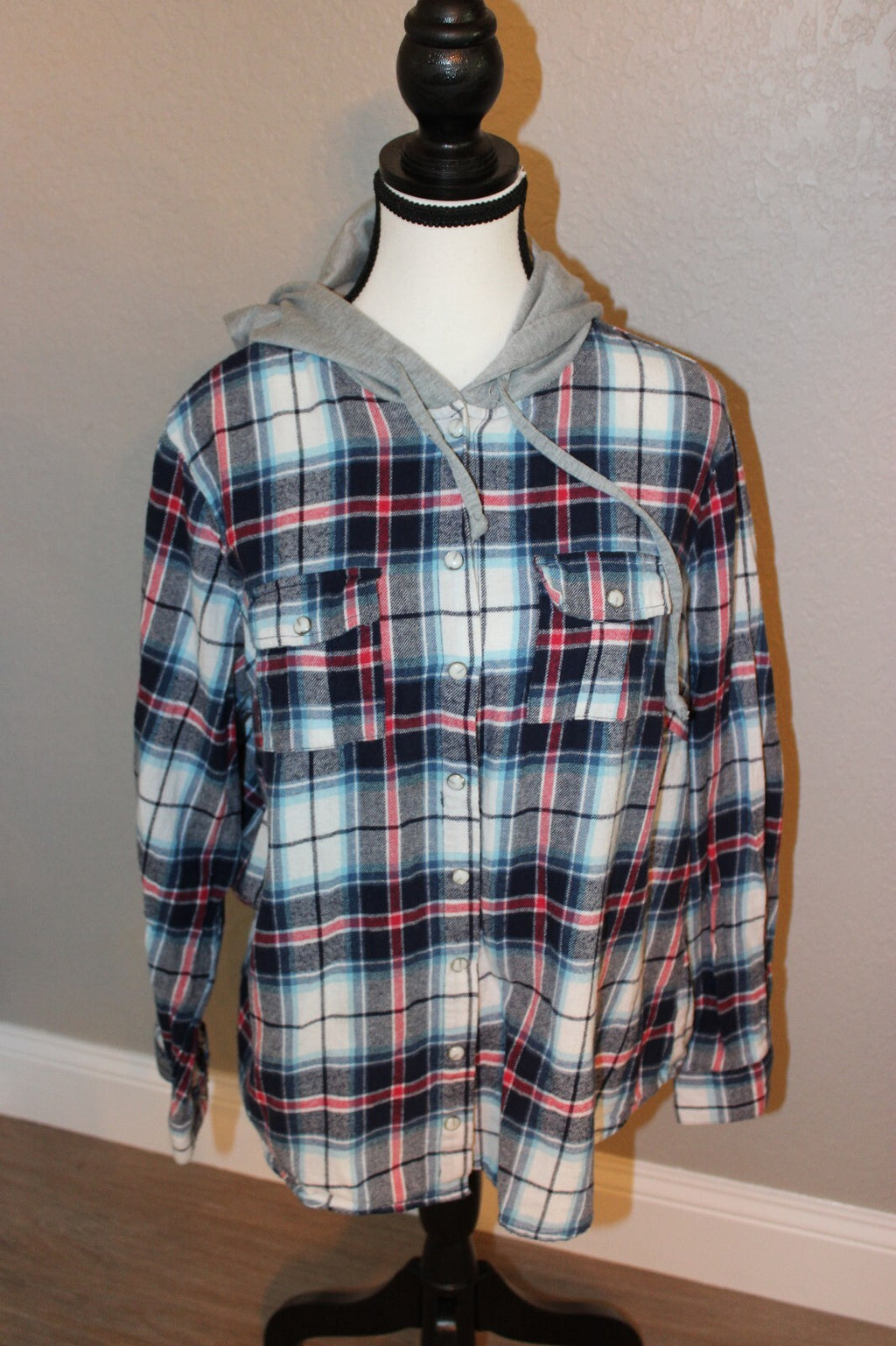 Dr. Seuss Inspired Plaid Flannel Shirt with Hood and 'Born to Stand Out' Graphic Medium