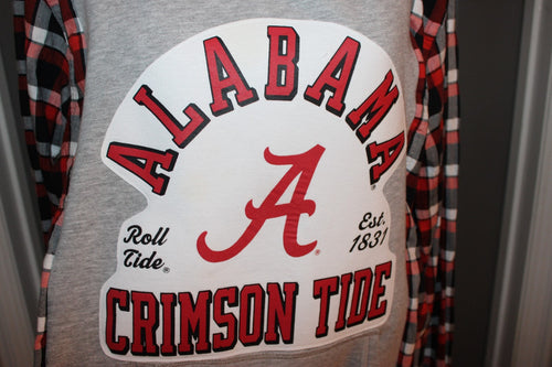 Alabama Crimson Tide Hoodie with Plaid Sleeves and Hooded Sweatshirt