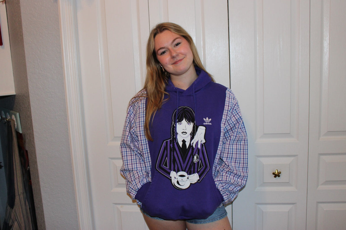 Reworked Wednesday Hoodie Graphic Print and 'We All Have a Dark Side' Back  Size Large