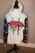 Disney Mickey & Friends Hoodie with Plaid Sleeves, Size XL (15-17)