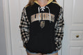 Vegas Golden Knights Black and Plaid Lace-Up Hoodie with Yellow Hood