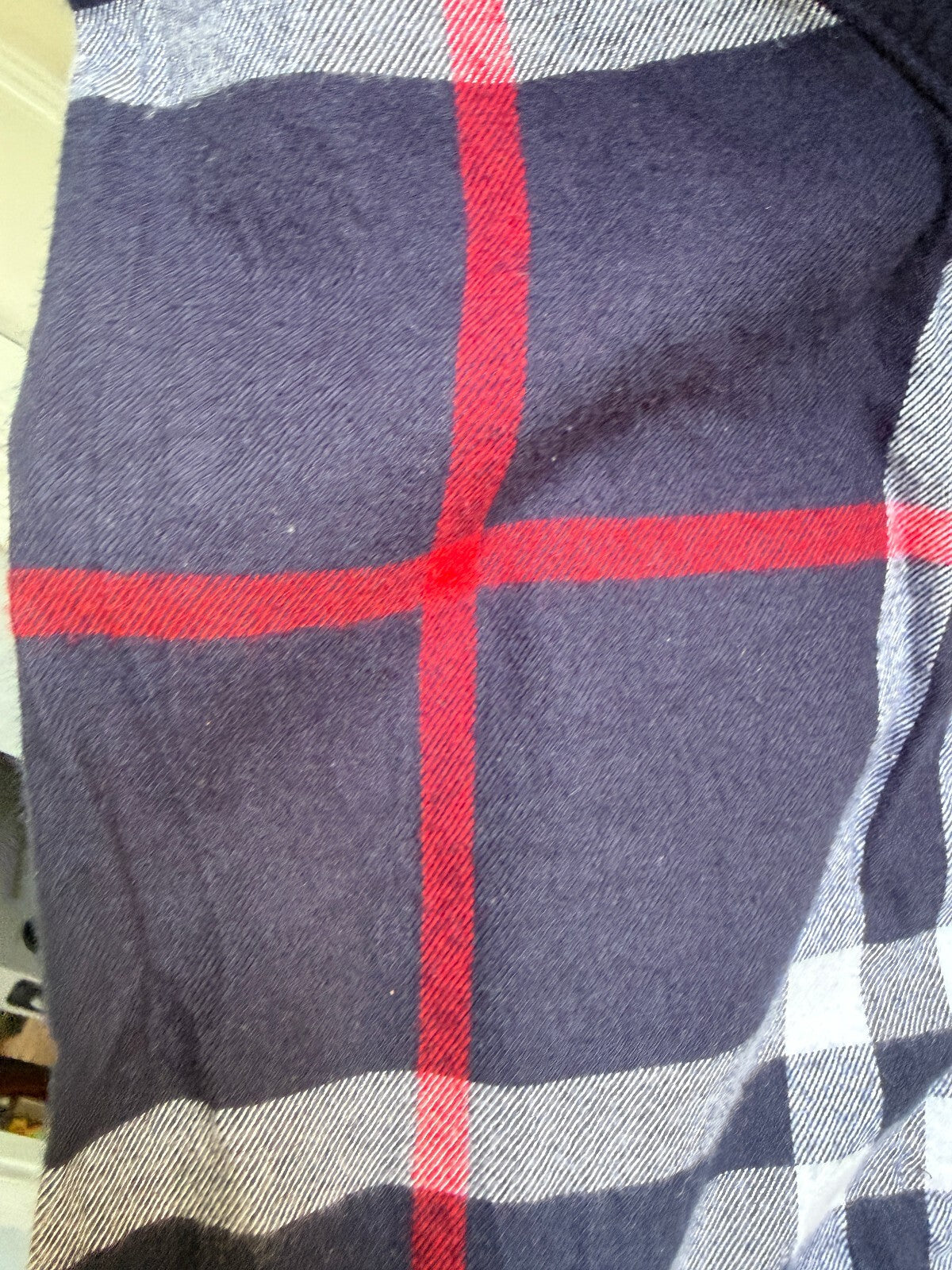 Captain America Themed Hoodie with Plaid Sleeves and Front Pocket, Size Medium