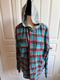 Disney Flannel Hooded Button Up Shirt with Mickey, Pluto, Goofy, and Donald Print